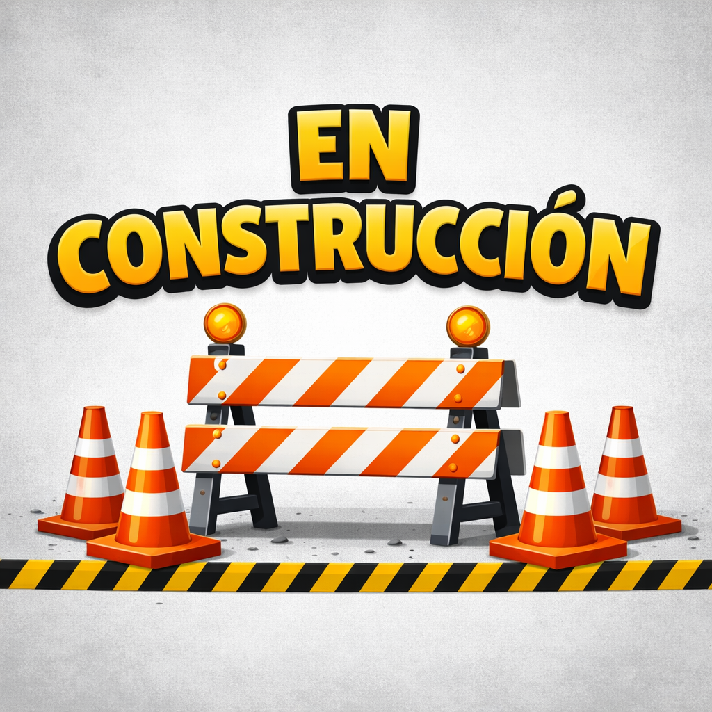 En construcción con conos y vallas